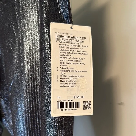 NWT lululemon align high rise ribbed shine leggings 28”​ - Picture 2 of 3